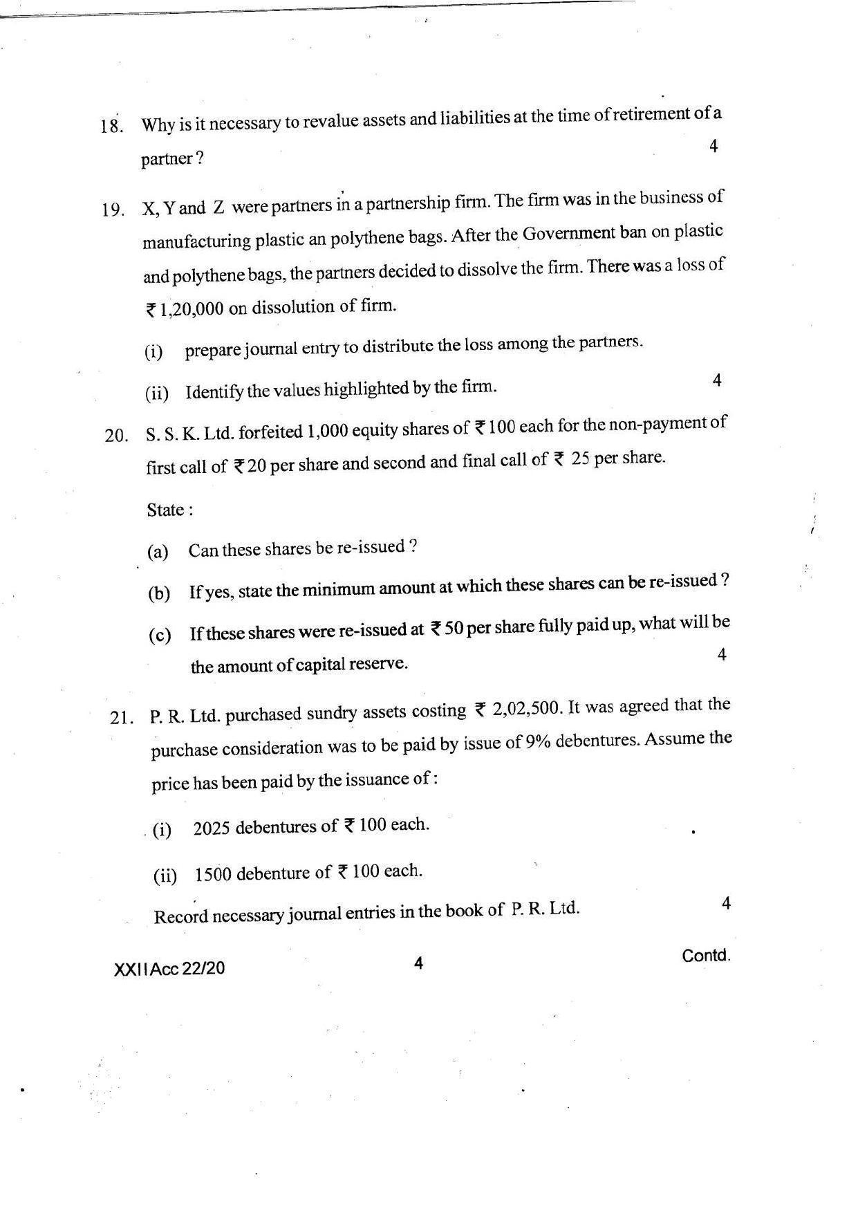 COHSEM Class 12 Accountancy Question Papers 2020 - Page 4