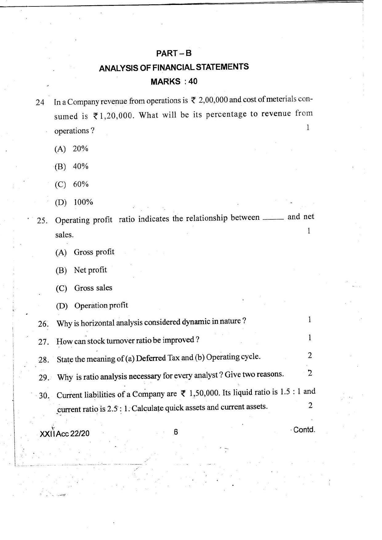 COHSEM Class 12 Accountancy Question Papers 2020 - Page 6