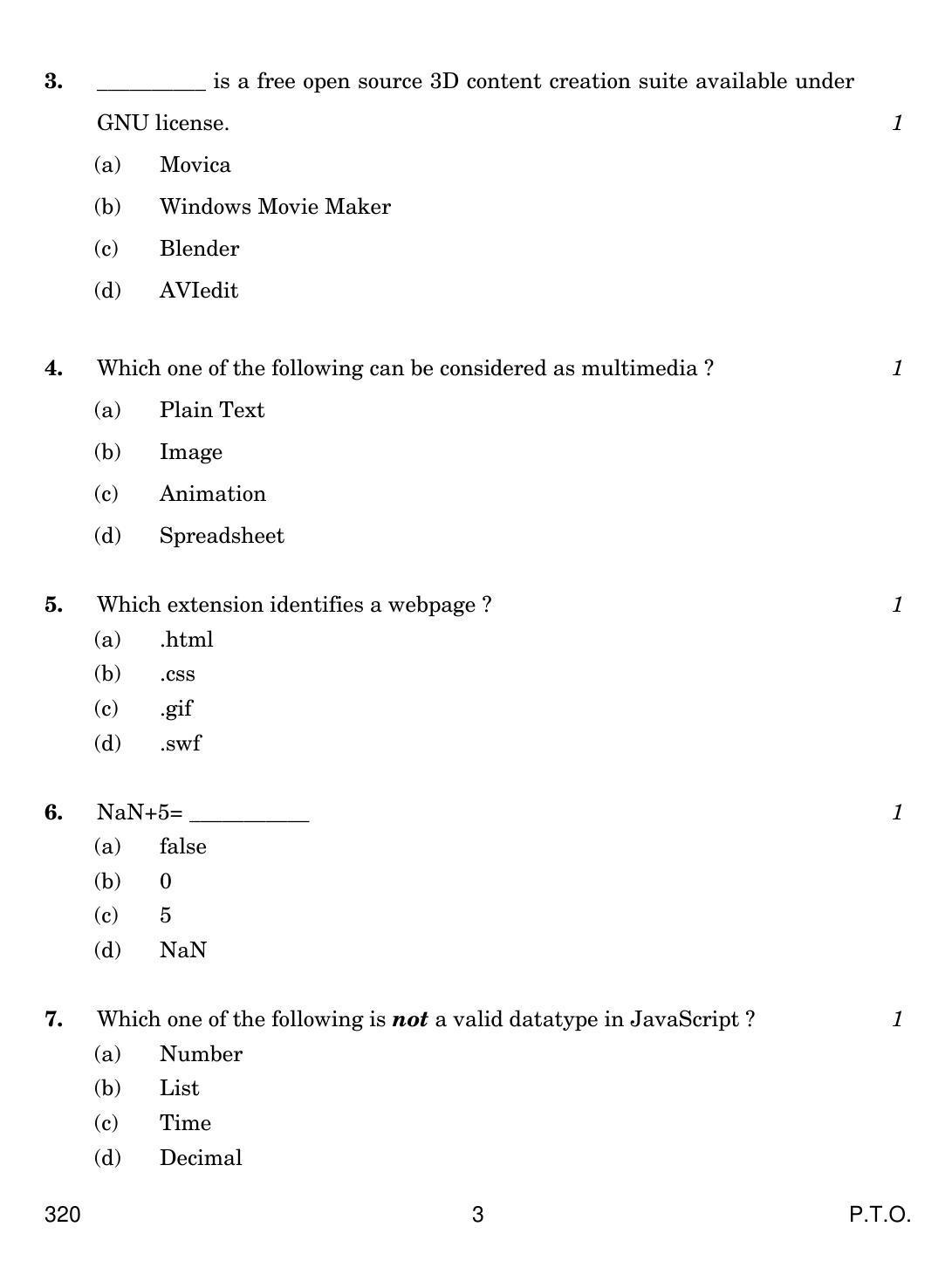 CBSE Class 12 320 Web Applications 2019 Question Paper - Page 3