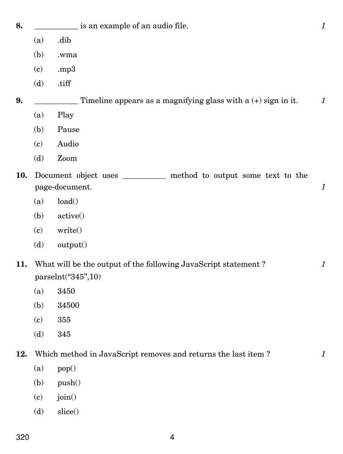 CBSE Class 12 320 Web Applications 2019 Question Paper - Page 4