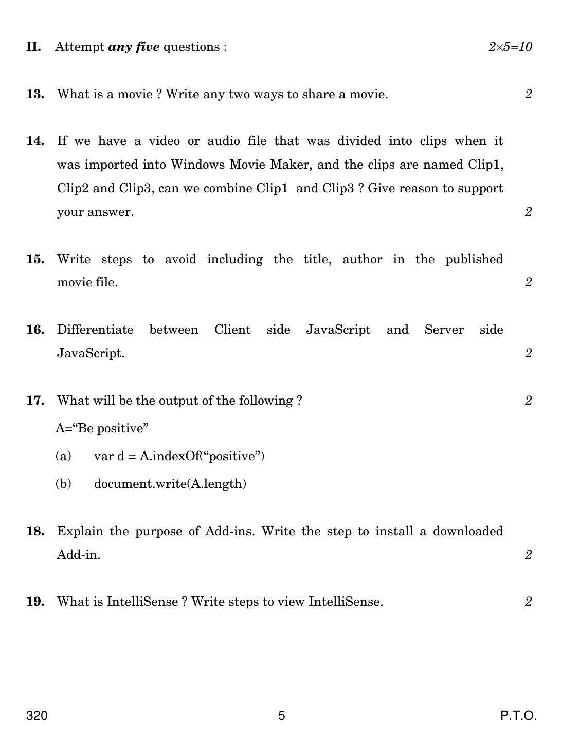CBSE Class 12 320 Web Applications 2019 Question Paper - Page 5
