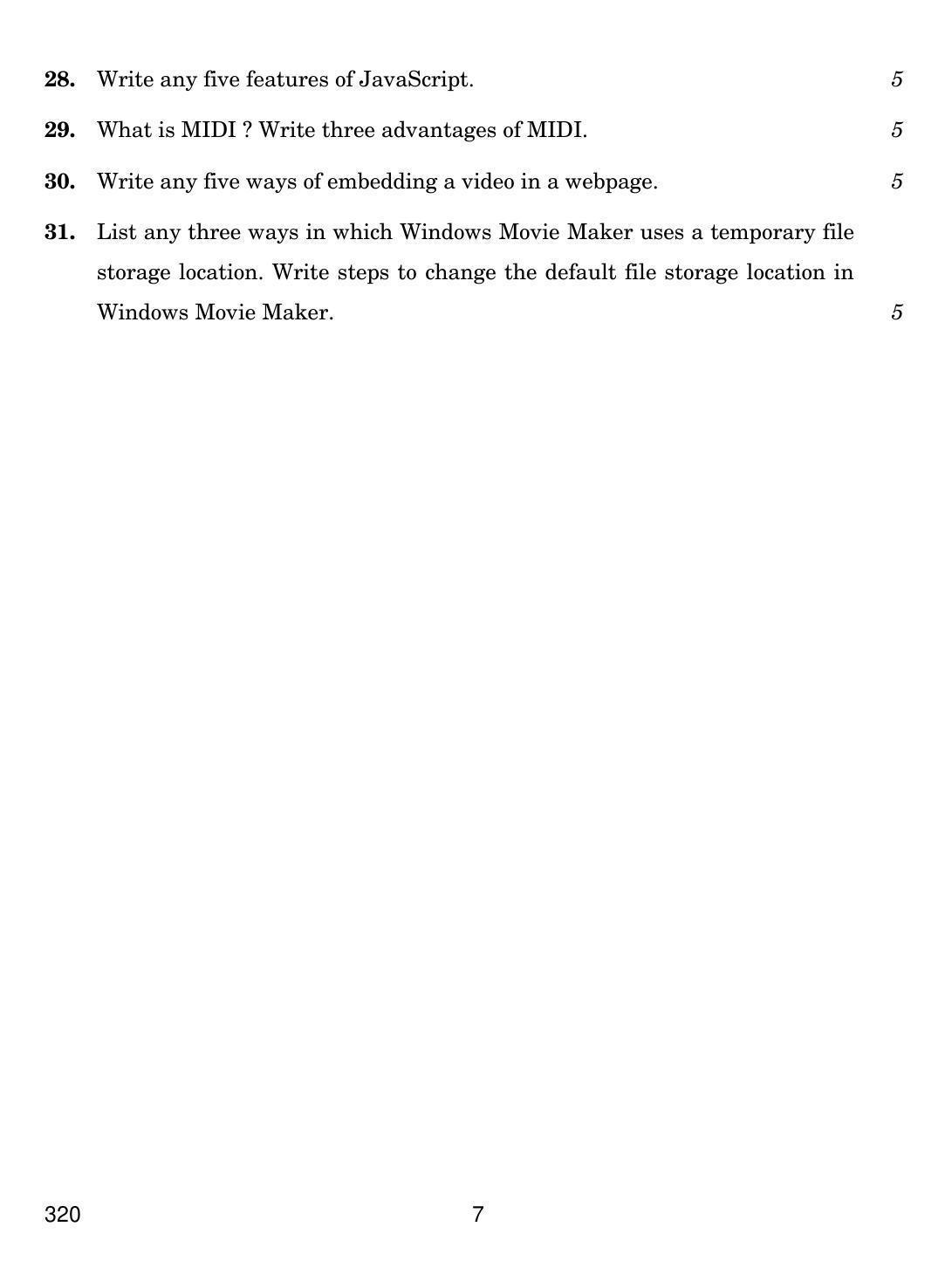 CBSE Class 12 320 Web Applications 2019 Question Paper - Page 7