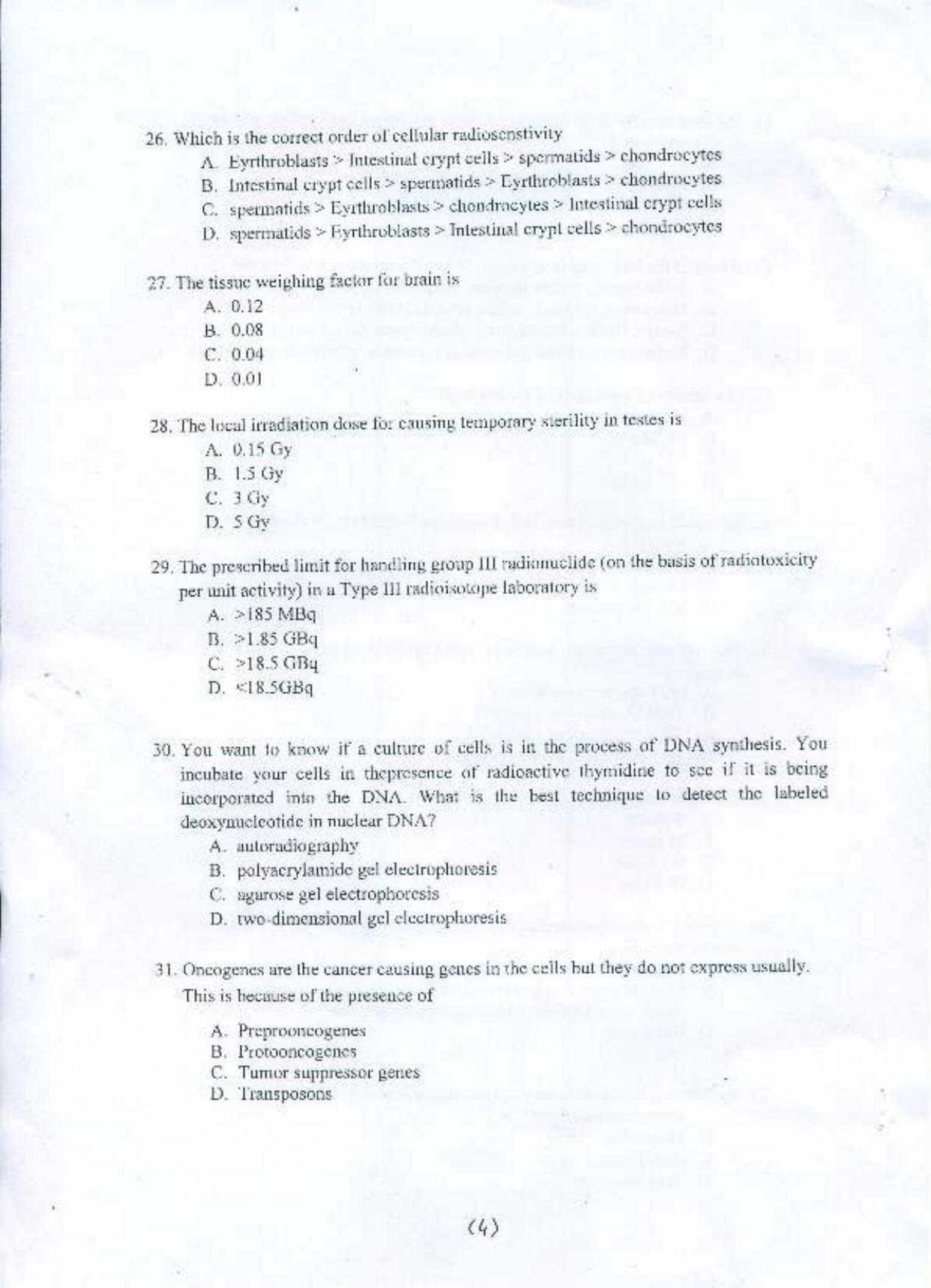 PU MPET Medical Physics 2015 Question Paper - Page 5