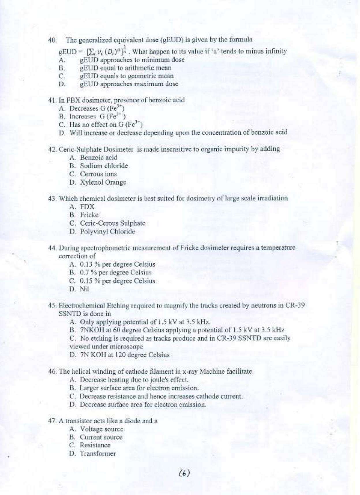 PU MPET Medical Physics 2015 Question Paper - Page 7