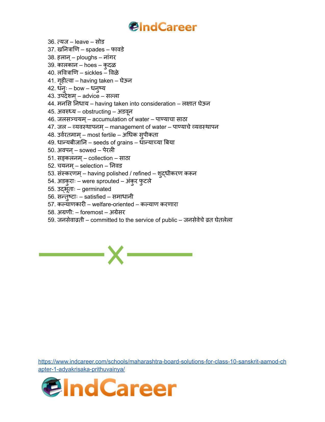 Maharashtra Board Solutions for Class 10- Sanskrit Aamod: Chapter 1- आद्यकृषक: पृथुवैन्यः - Page 29