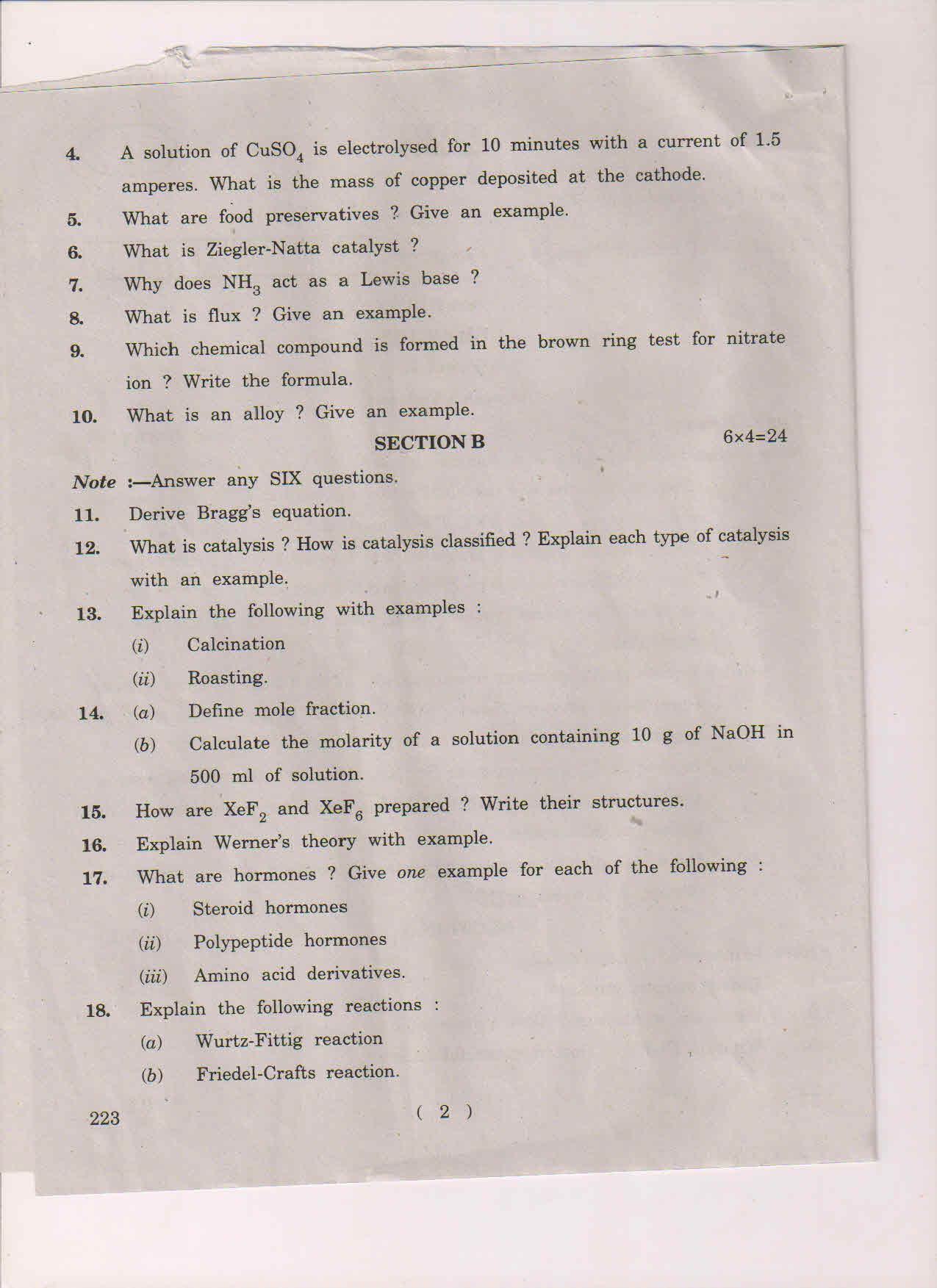 AP Inter 2nd Year Chemistry-II (EM) May 2018 (General) Question Paper - Page 2