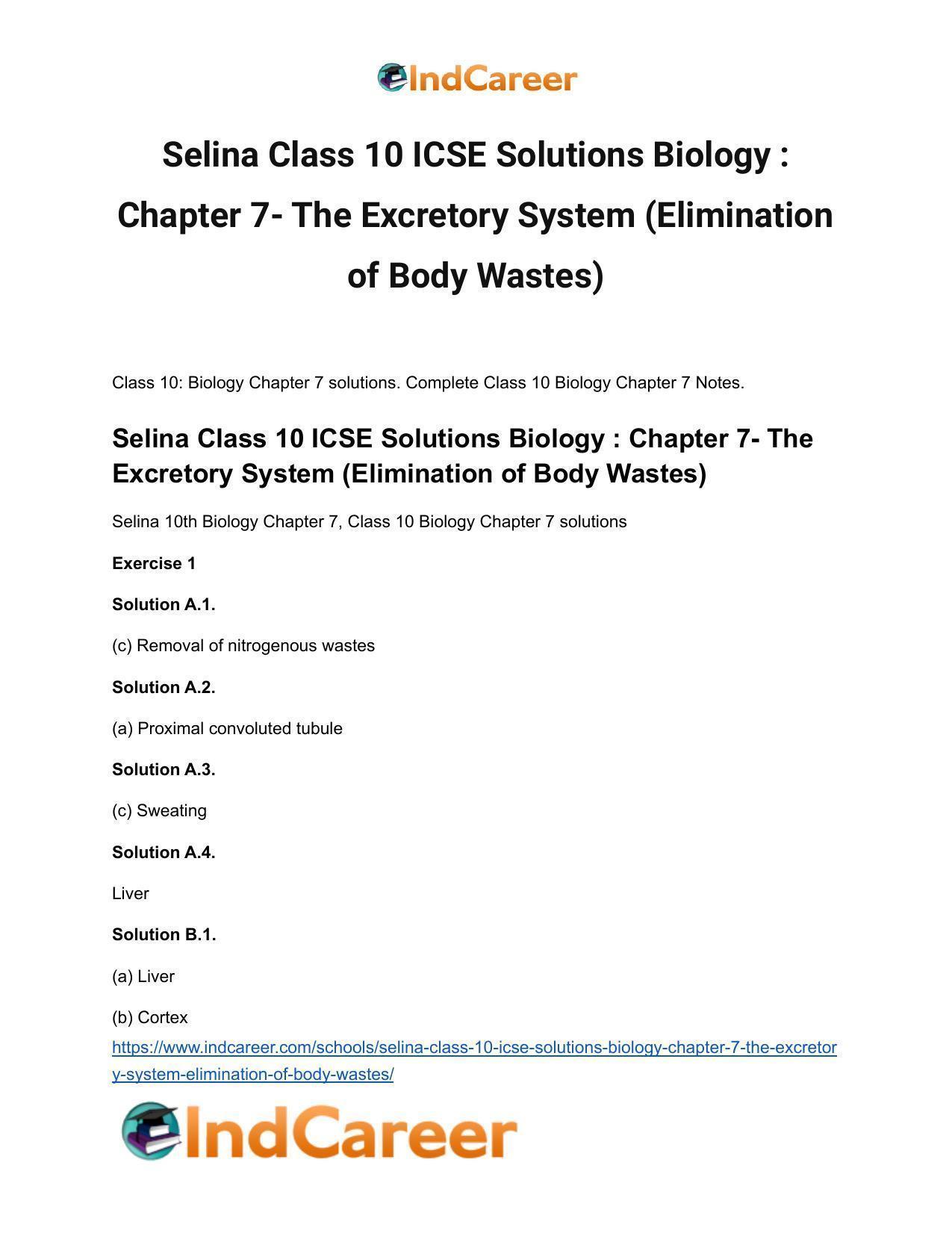 Selina Class 10 ICSE Solutions Biology : Chapter 7- The Excretory System (Elimination of Body Wastes) - Page 2
