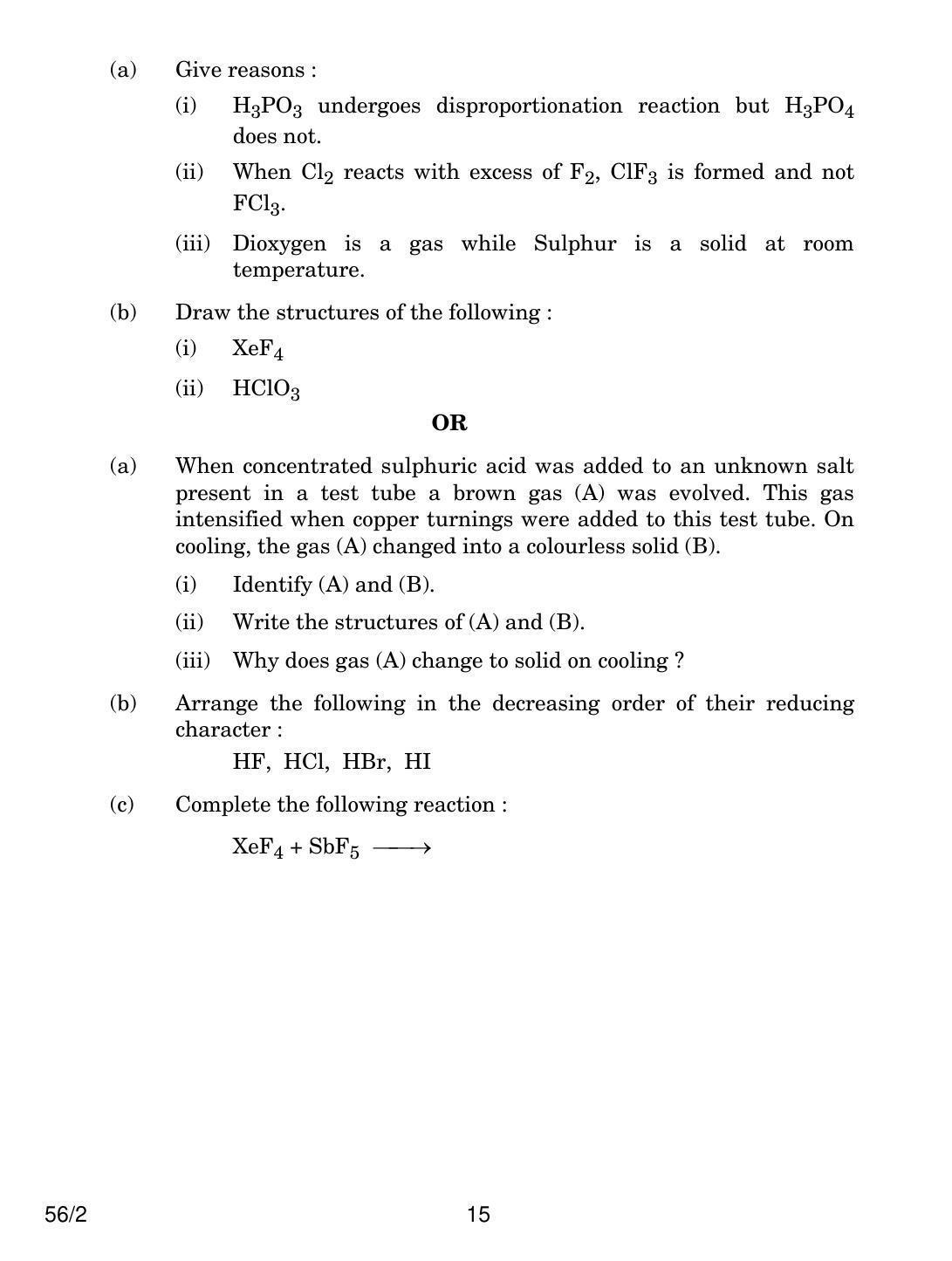 CBSE Class 12 56-2 CHEMISTRY 2018 Question Paper - Page 15