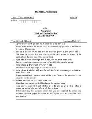 Haryana Board Class 12 Geography Code B Sample Papers