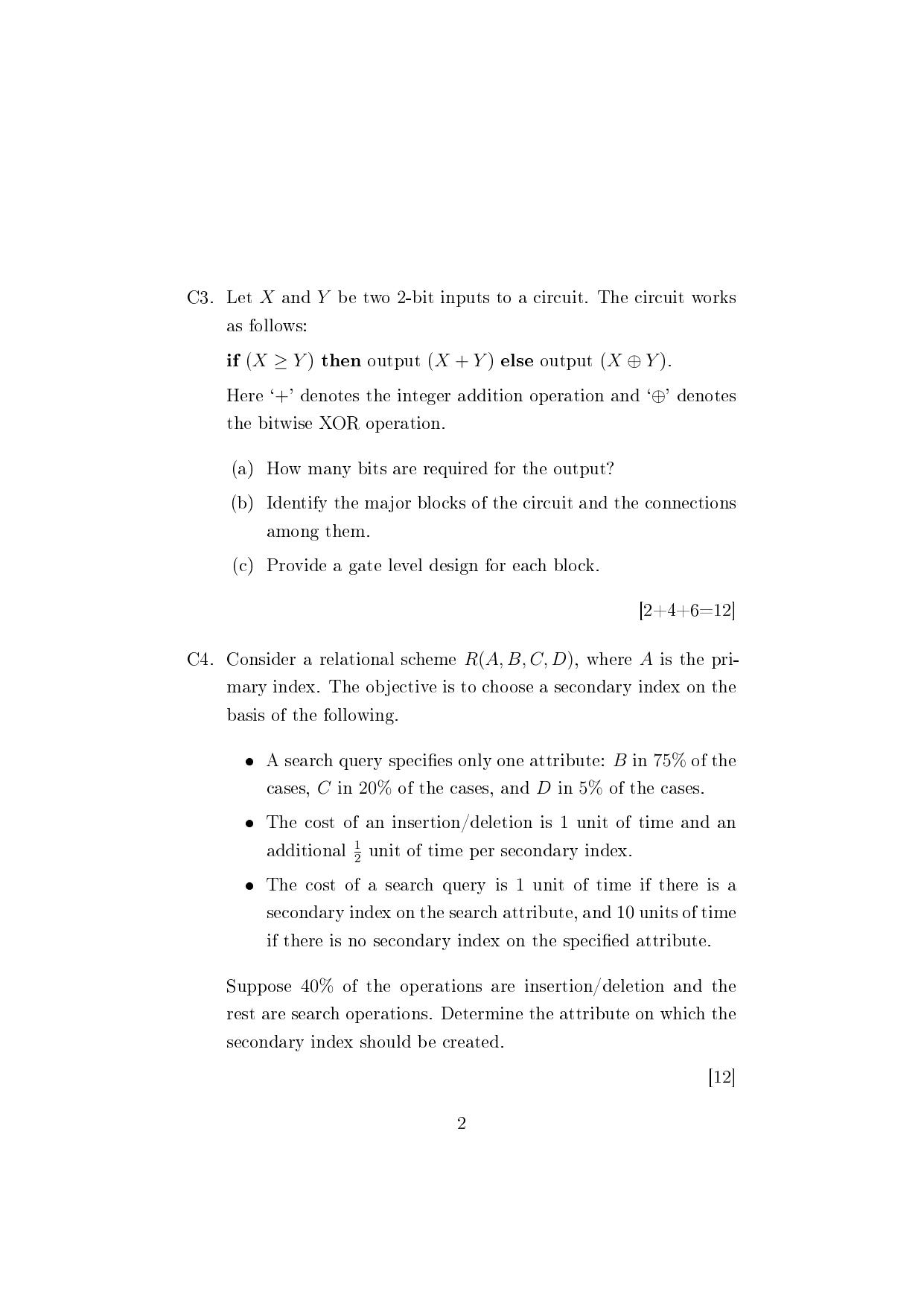 ISI Admission Test JRF in Computer Science (CSB) 2024 Sample Paper - Page 2