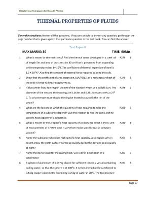 CBSE Worksheets for Class 11 Physics Thermal Properties of Fluids Assignment 2