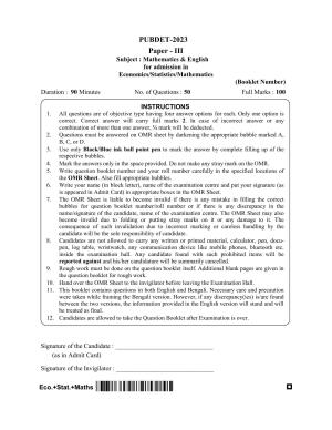 WB PUBDET 2023 Paper III (Economics Statistics Mathematics) Question Paper