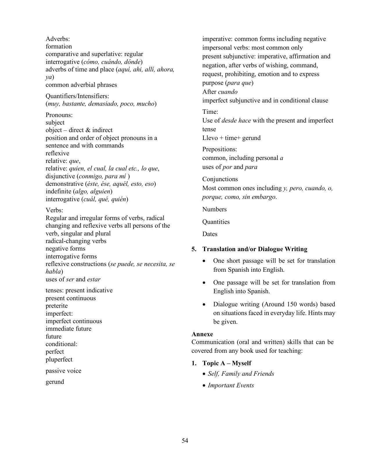 ICSE Spanish Syllabus - Page 2