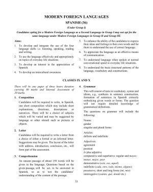 ICSE Spanish Syllabus