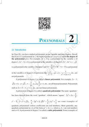 NCERT Book for Class 10 Maths Chapter 2 Polynomials