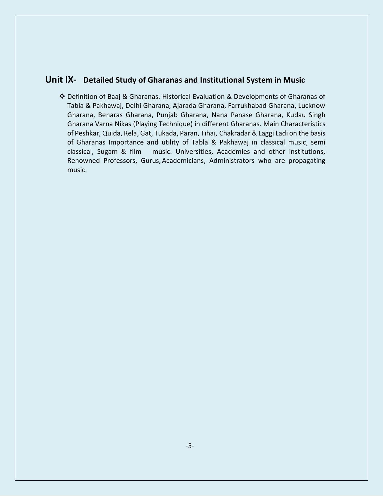NTA PhD Entrance Exam Percussion Music Syllabus - Page 5