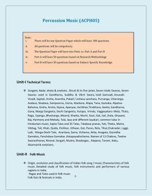 NTA PhD Entrance Exam Percussion Music Syllabus