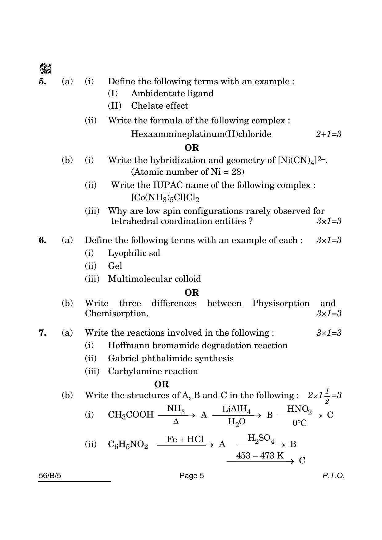 CBSE Class 12 56-B-5 Chemistry For VI Candidates 2022 Question Paper - Page 5