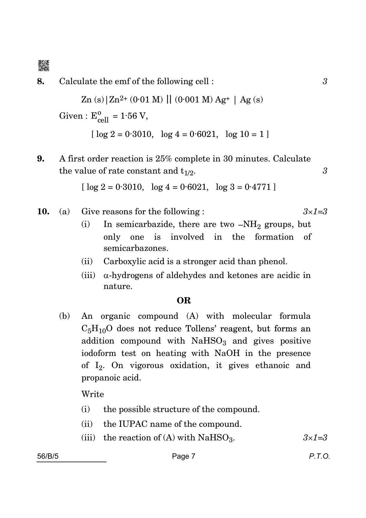 CBSE Class 12 56-B-5 Chemistry For VI Candidates 2022 Question Paper - Page 7