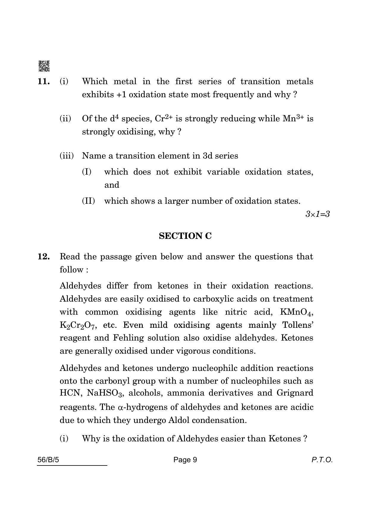 CBSE Class 12 56-B-5 Chemistry For VI Candidates 2022 Question Paper - Page 9