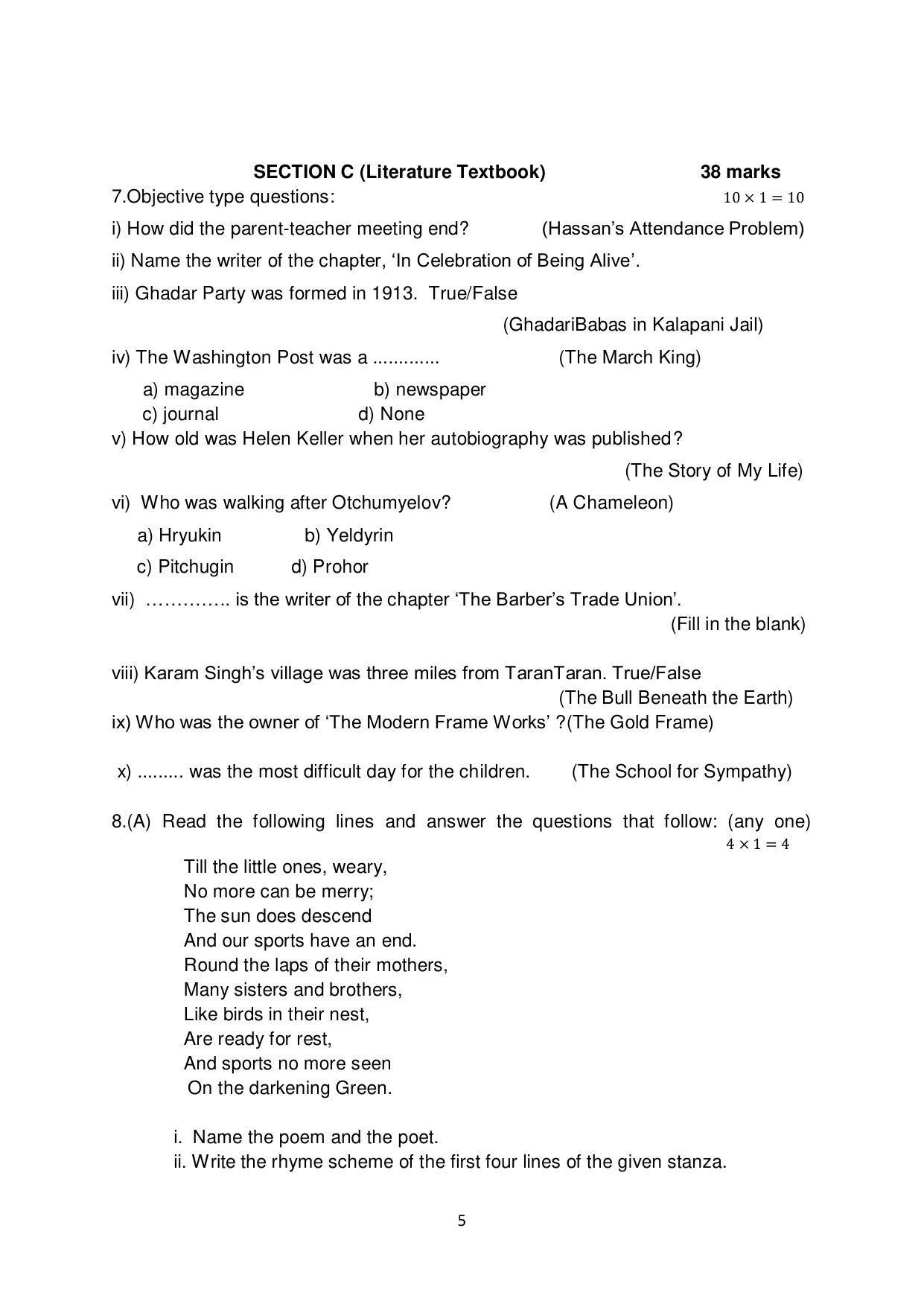 PSEB Class 12 English Model Papers - Page 5