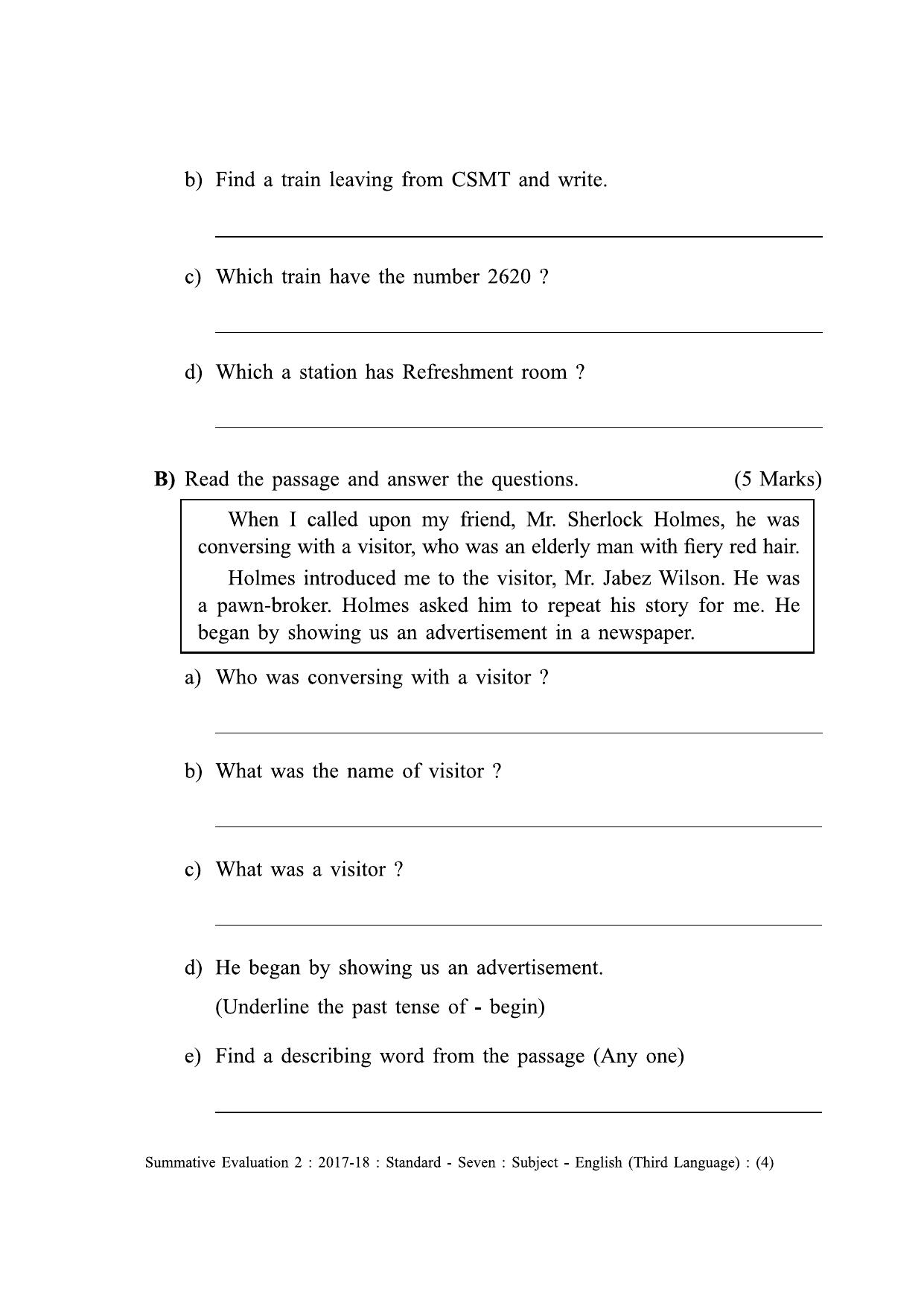 Maharashtra Board Class 7 English (Third Language) इंग्रजी - तृतीय भाषा [सर्व माध्यमांसाठी] Sample Question Paper - Page 4