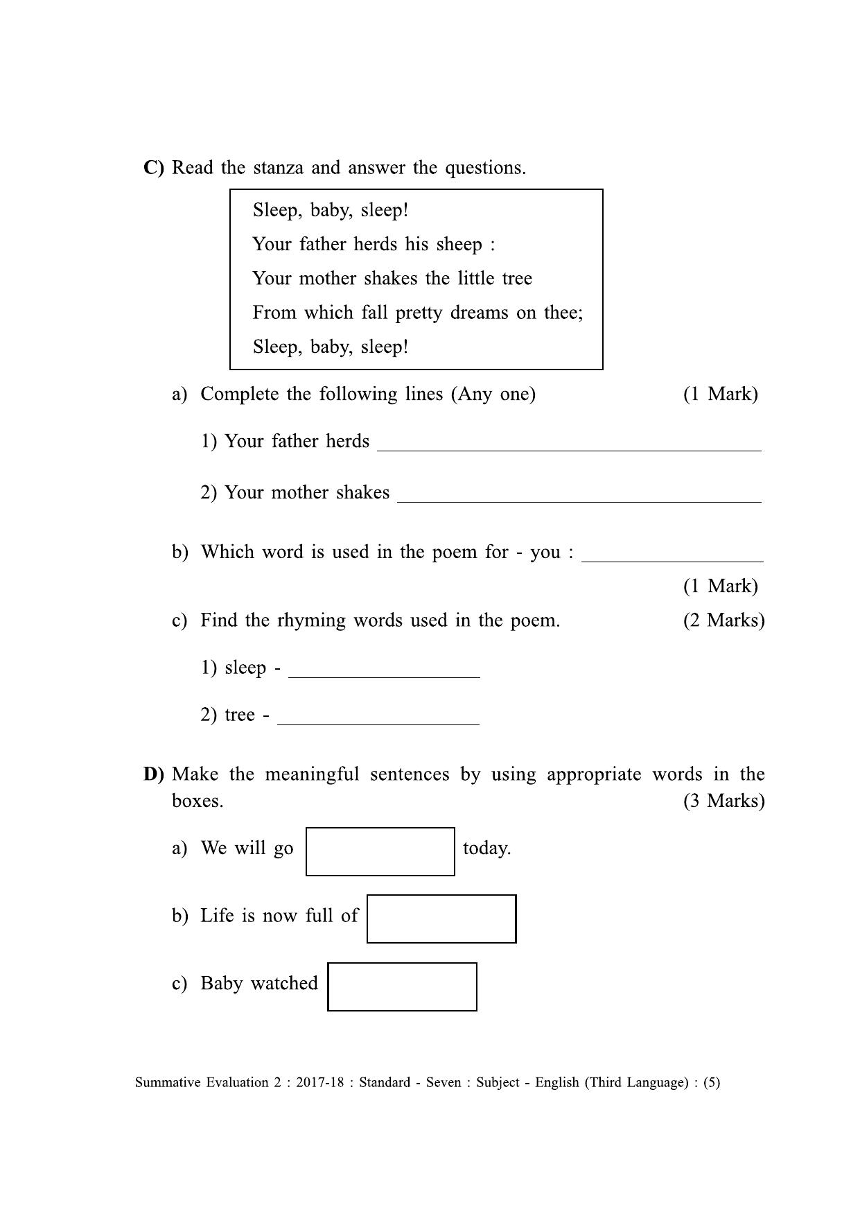 Maharashtra Board Class 7 English (Third Language) इंग्रजी - तृतीय भाषा [सर्व माध्यमांसाठी] Sample Question Paper - Page 5