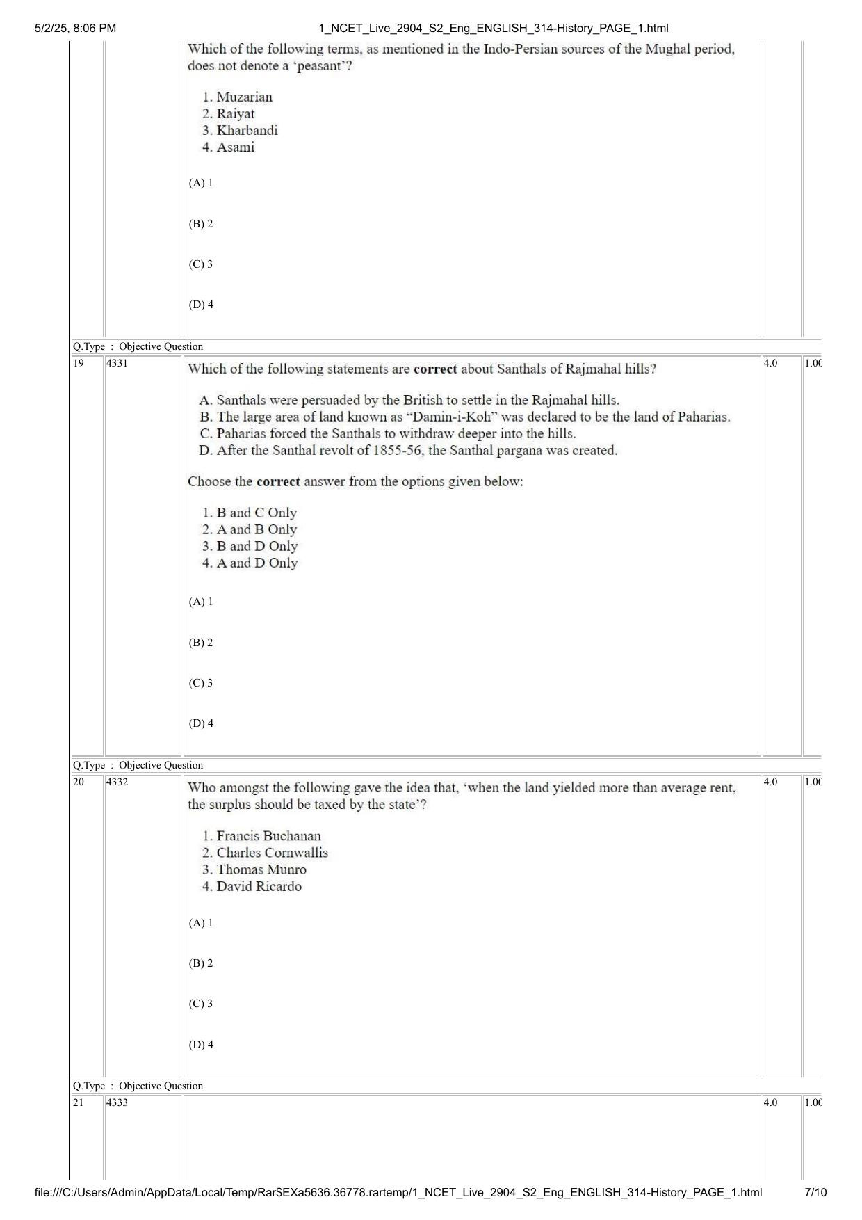 NCET 2025 Question Paper - History - Page 7