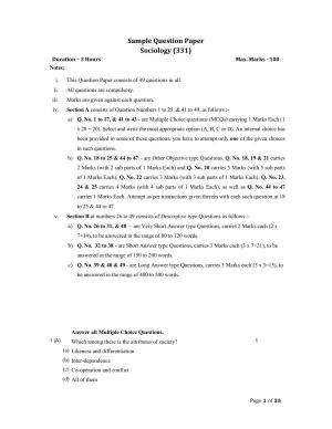 NIOS Class 12 Sociology Sample Paper