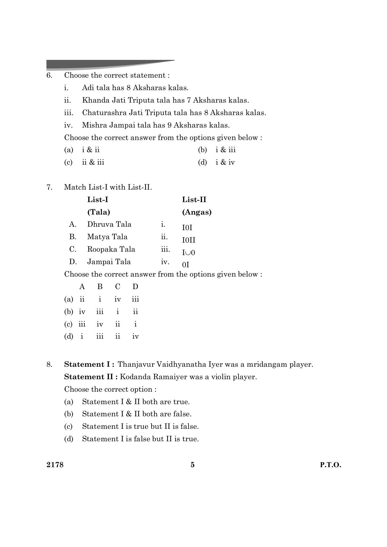 CBSE Class 12 Carnatic Music Perc Ins 2024 Question Paper - Page 5