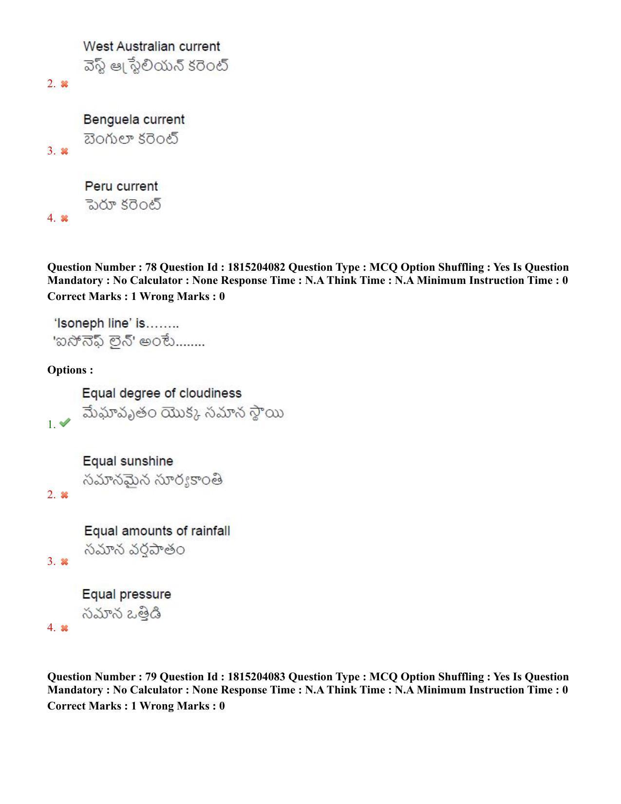 TS CPGET 2023 M Sc Geography (Shift 3) Question Paper with Answer Key - Page 50
