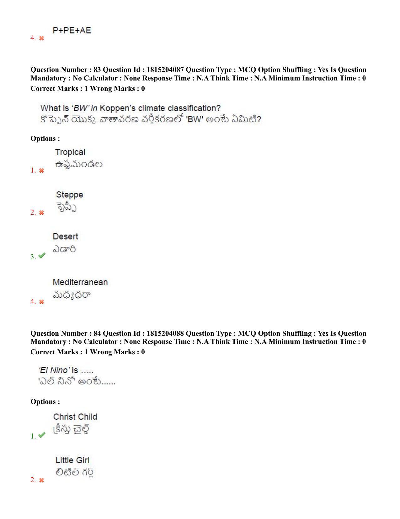 TS CPGET 2023 M Sc Geography (Shift 3) Question Paper with Answer Key - Page 53