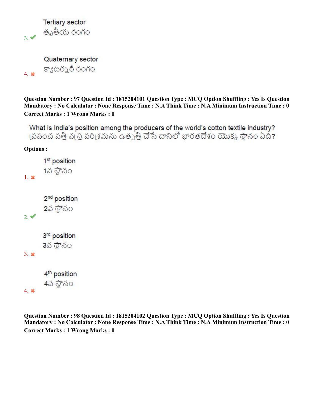 TS CPGET 2023 M Sc Geography (Shift 3) Question Paper with Answer Key - Page 61