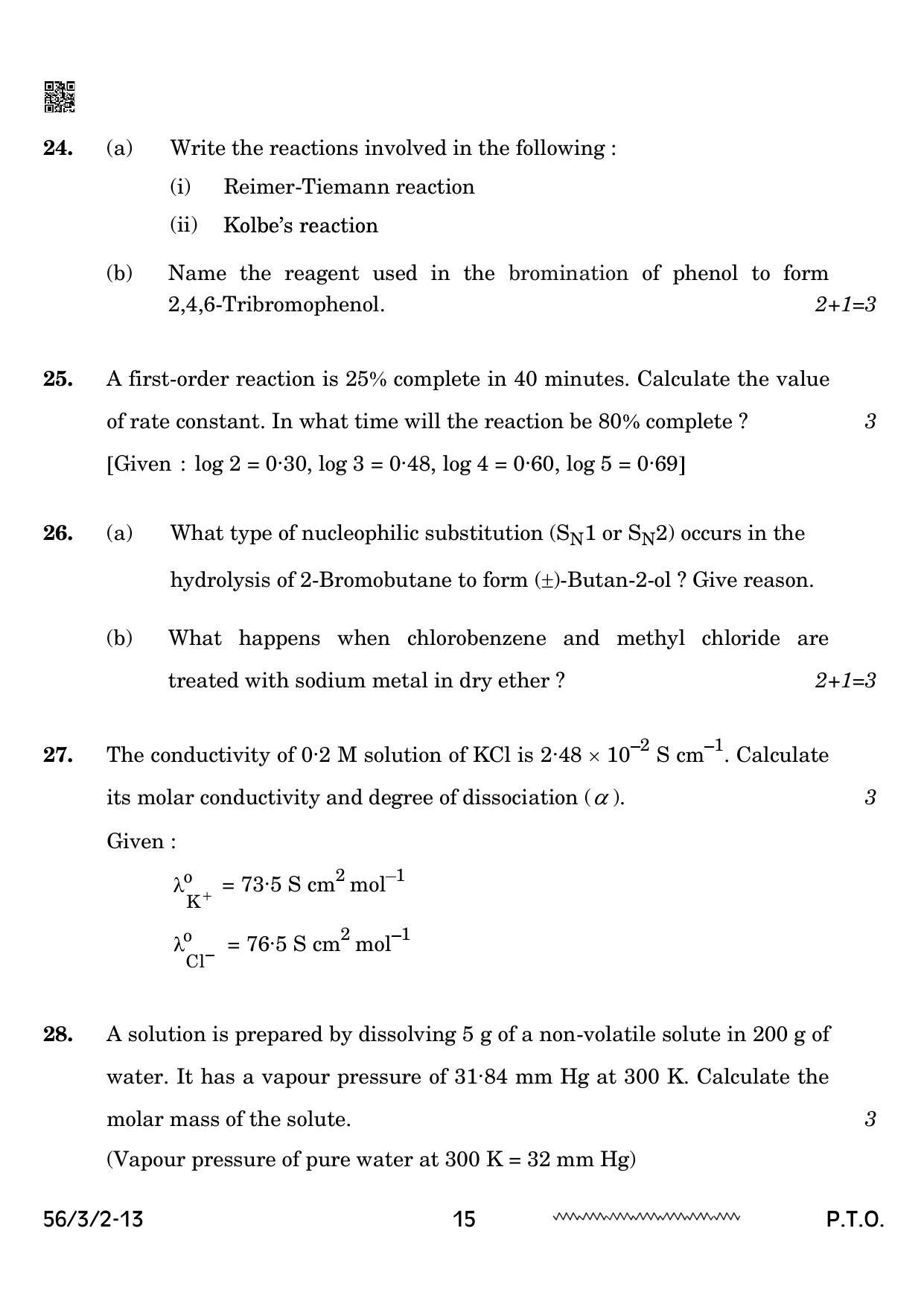 CBSE Class 12 56-3-2 Chemistry 2024 Question Paper - Page 15