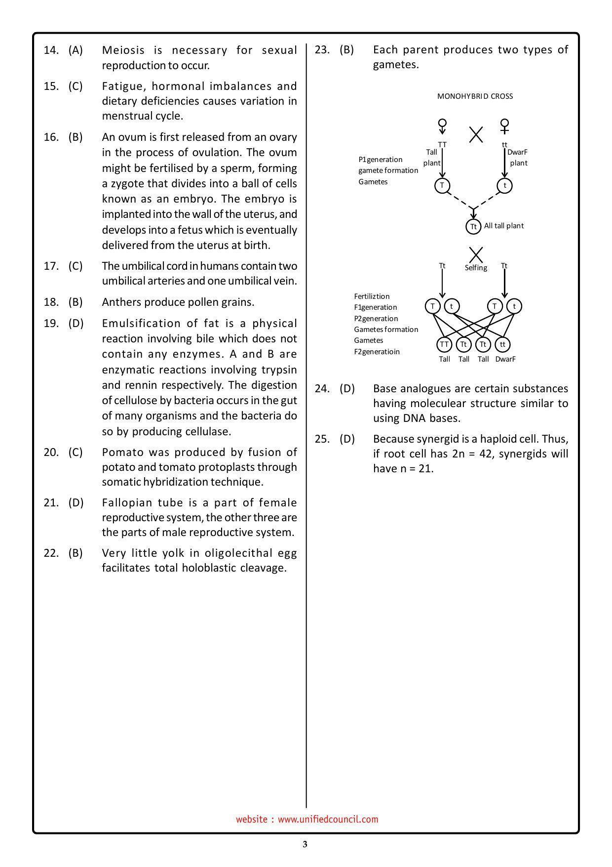 NSTSE 2023 Class 12 PCB Answer Key (Paper Code 487) - Page 3