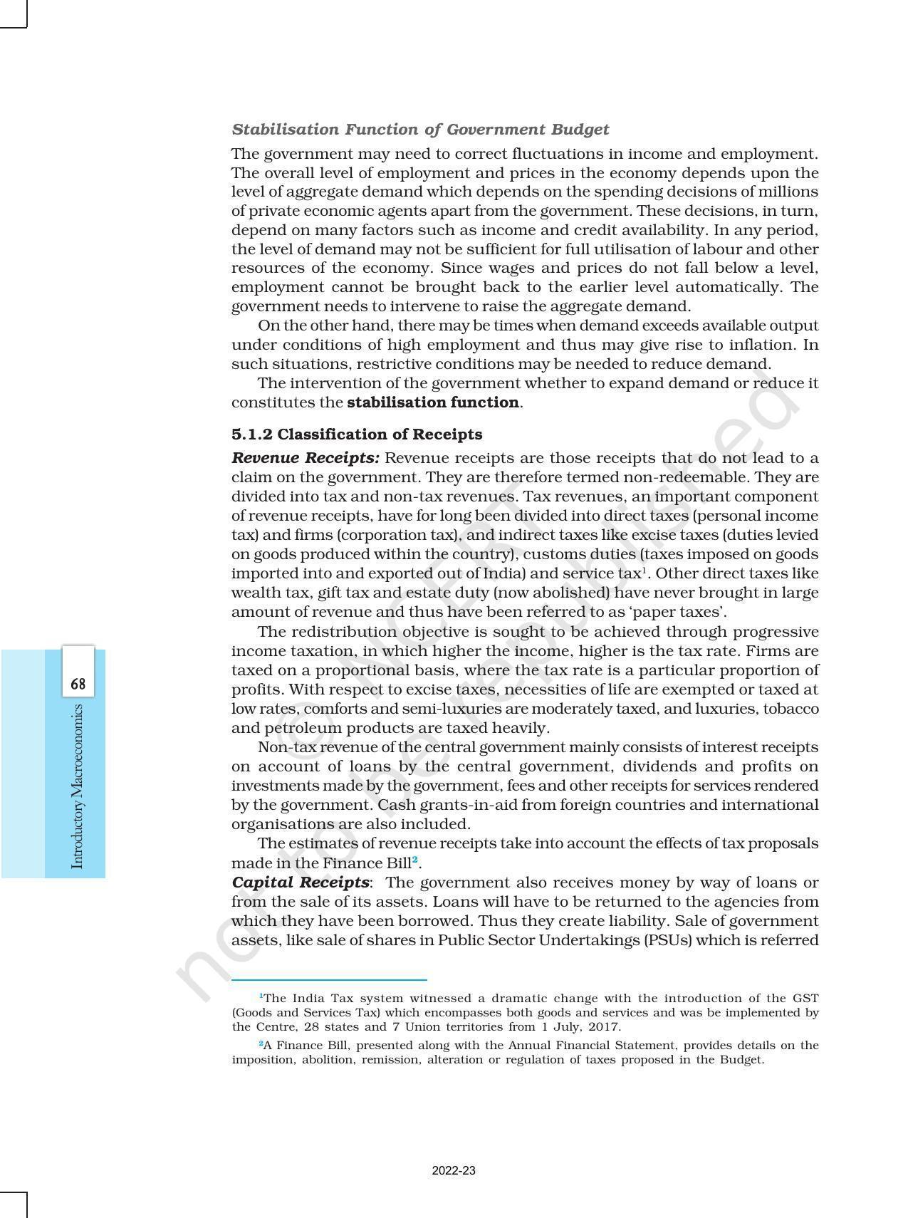 NCERT Book for Class 12 Economics (Macroeconomics) Chapter 5 Government Budget and the Economy - Page 3