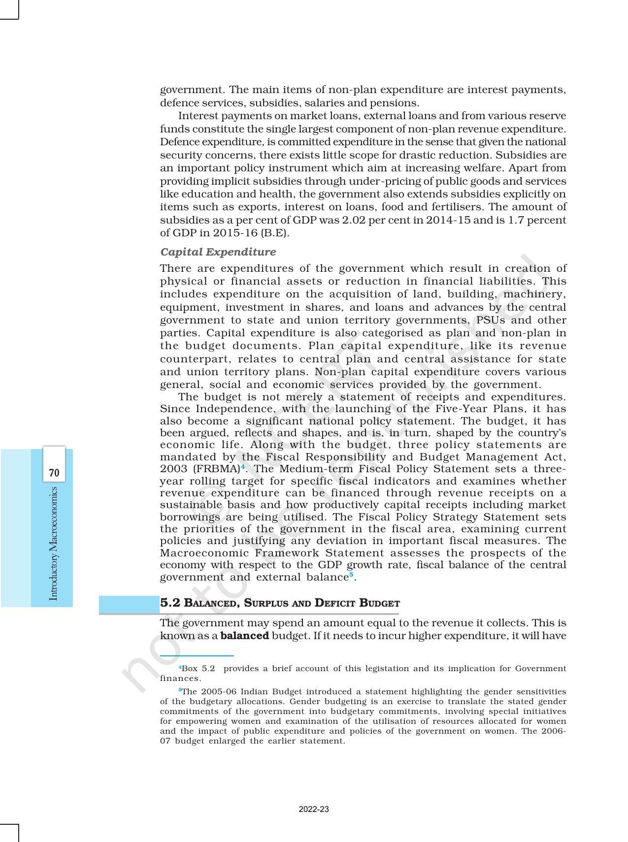 NCERT Book for Class 12 Economics (Macroeconomics) Chapter 5 Government Budget and the Economy - Page 5
