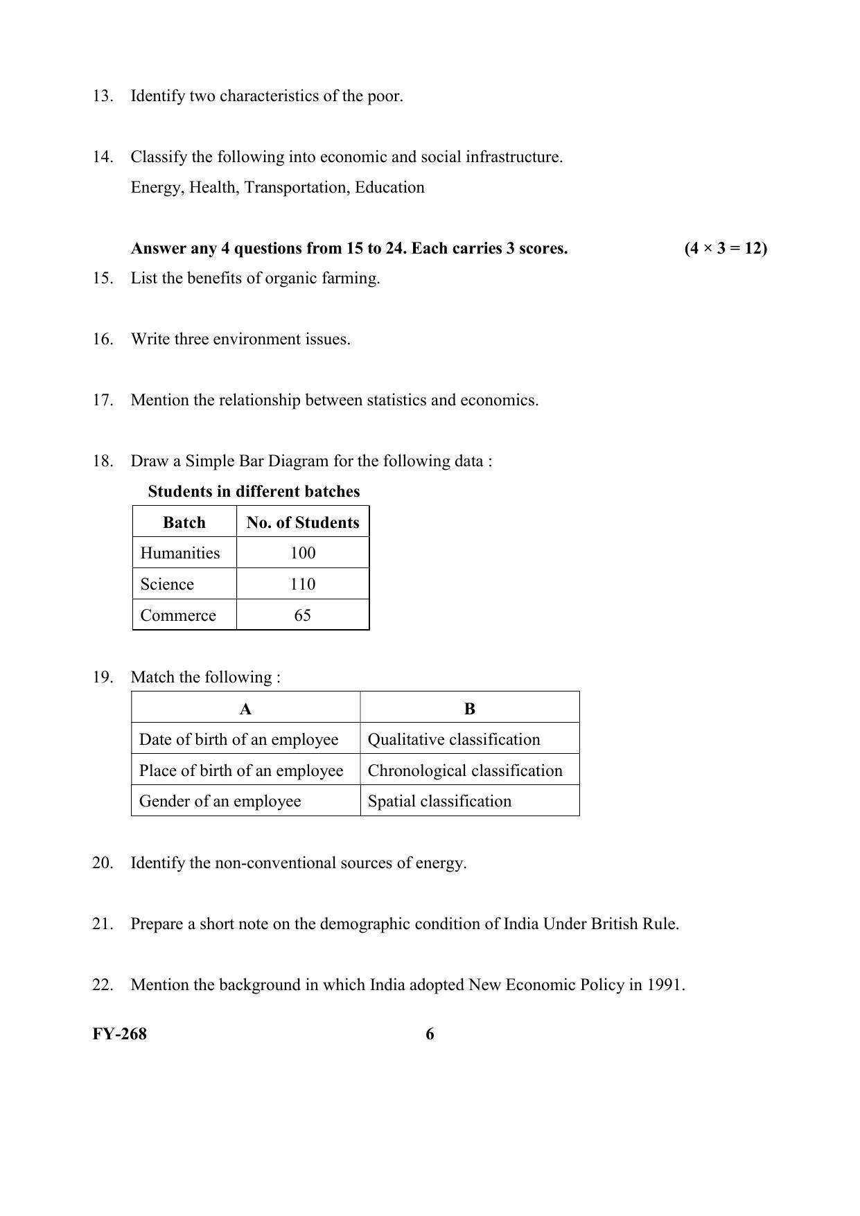 Kerala Plus One (Class 11th) Economics (Hearing Impaired) Question Paper 2021 - Page 6