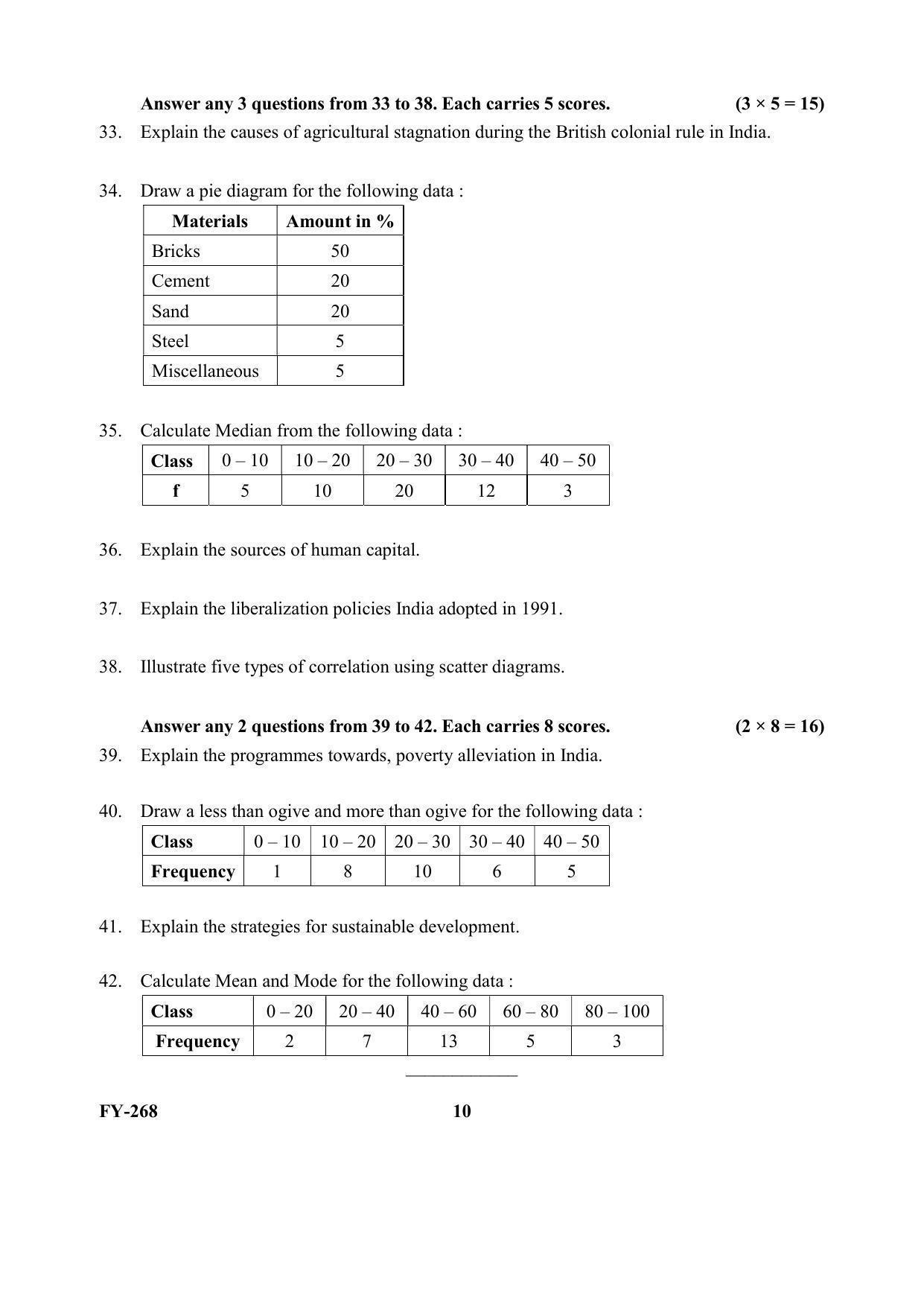 Kerala Plus One (Class 11th) Economics (Hearing Impaired) Question Paper 2021 - Page 10