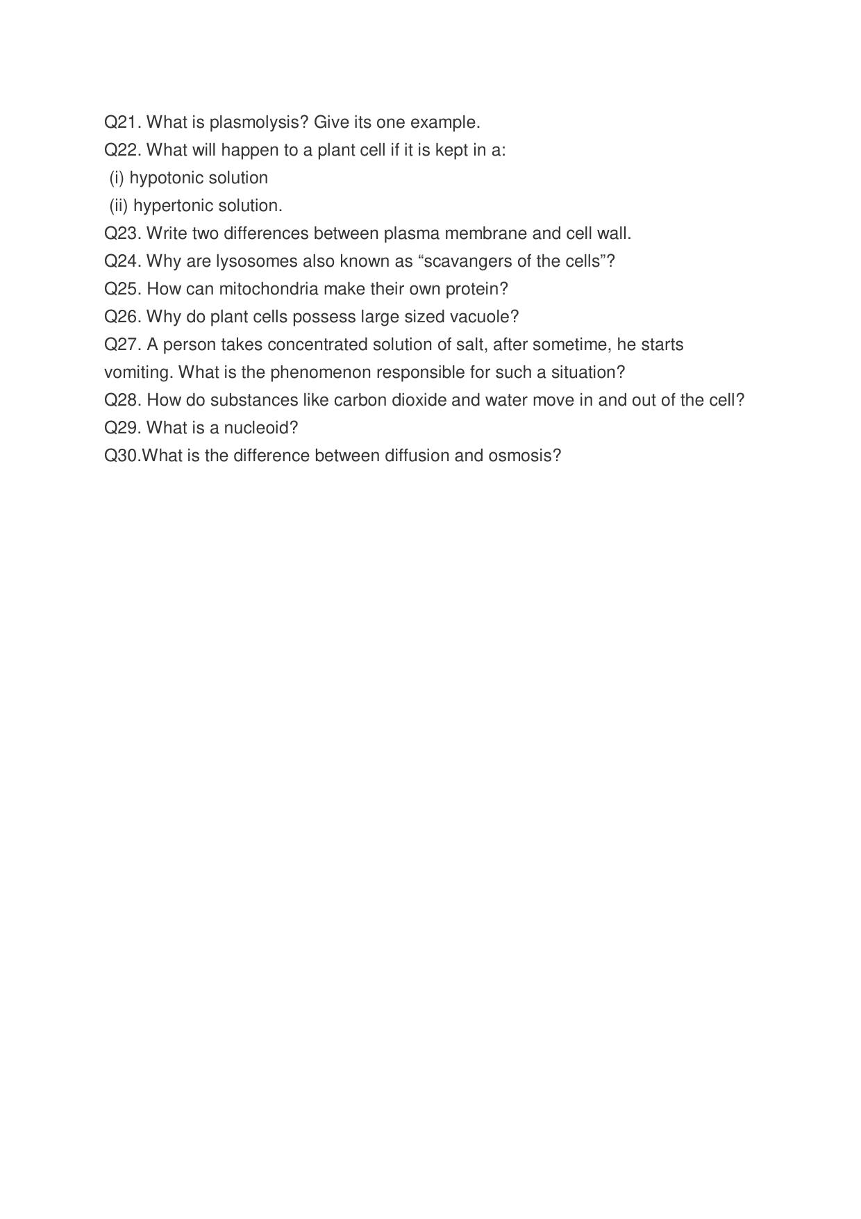 CBSE Worksheets for Class 9 Biology Fundamental Unit Of Life Assignment - Page 2
