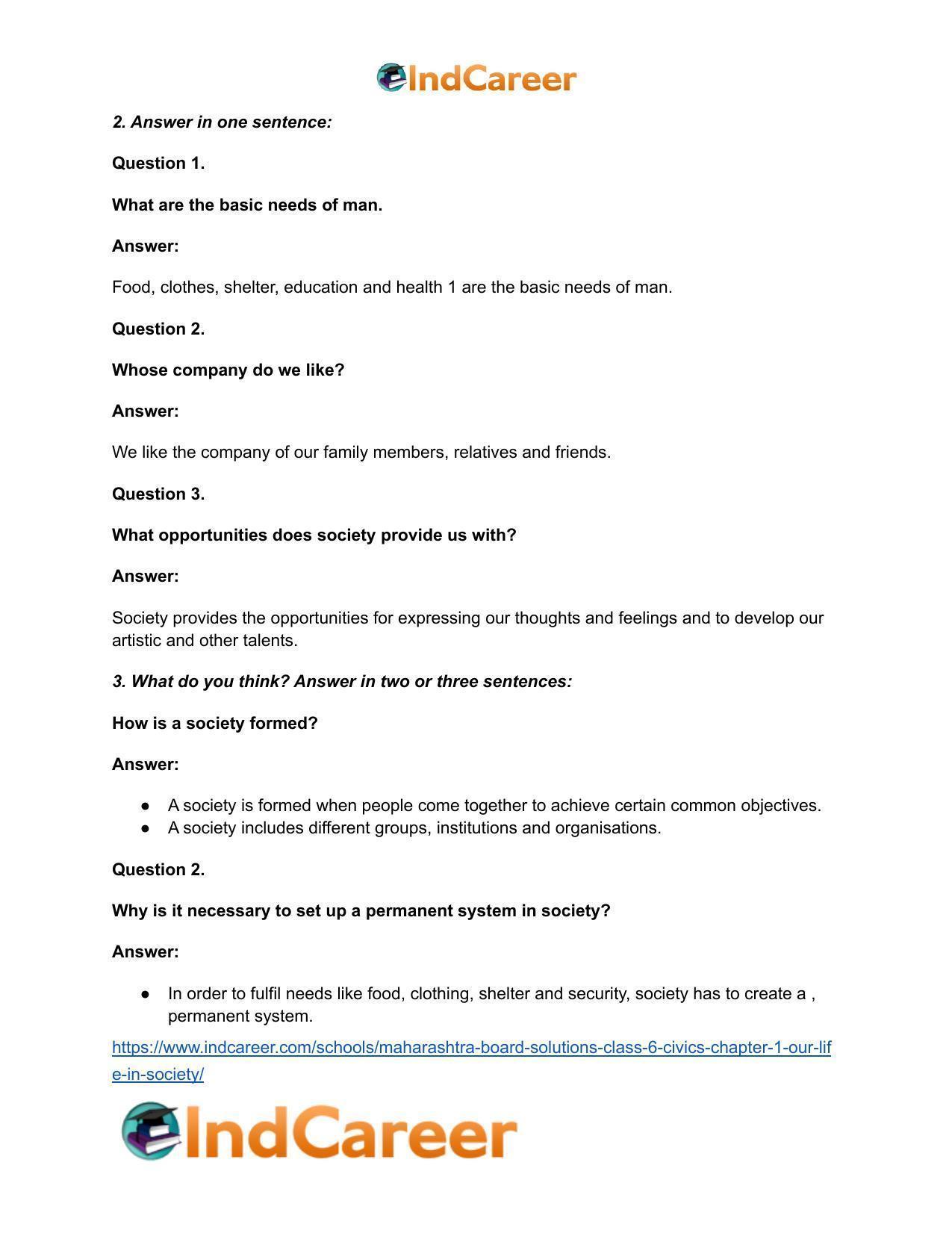 Maharashtra Board Solutions Class 6-Civics: Chapter 1- Our Life in Society - Page 3