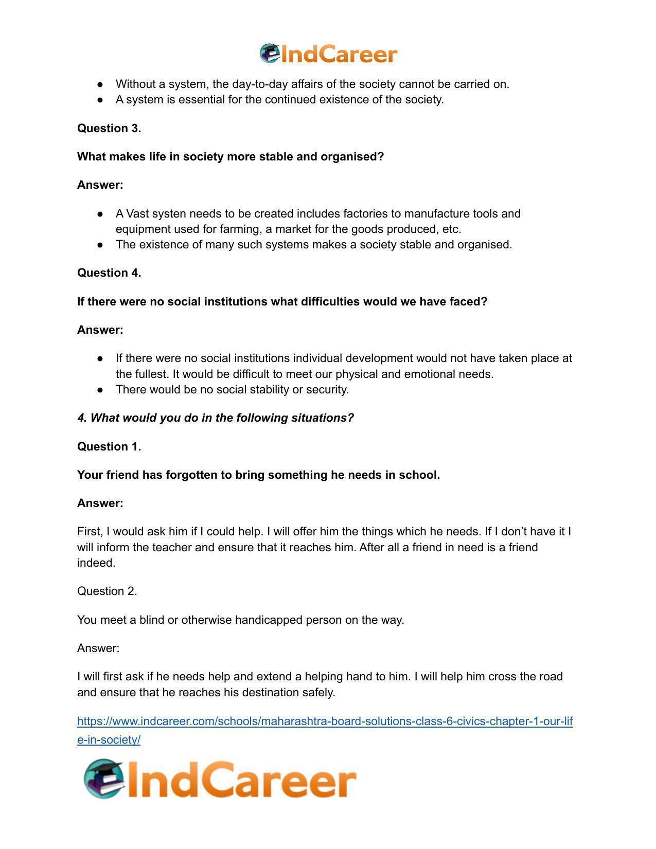 Maharashtra Board Solutions Class 6-Civics: Chapter 1- Our Life in Society - Page 4