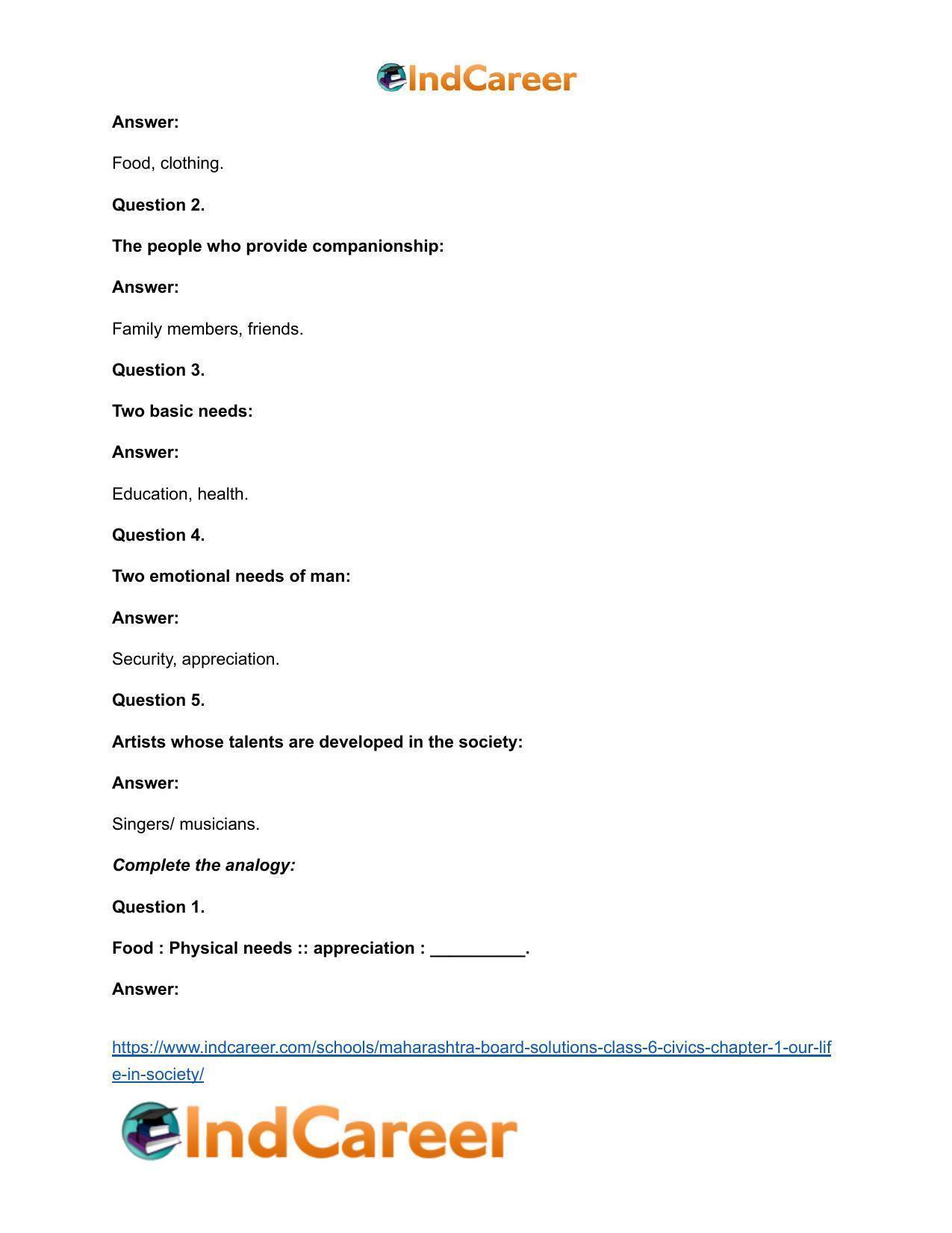 Maharashtra Board Solutions Class 6-Civics: Chapter 1- Our Life in Society - Page 7
