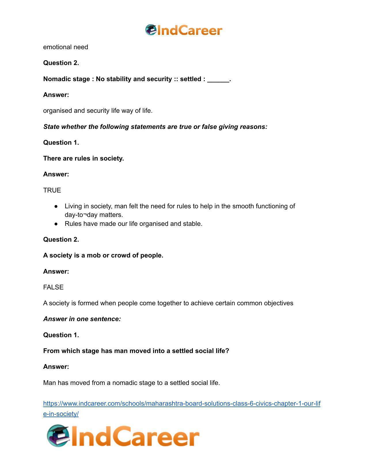 Maharashtra Board Solutions Class 6-Civics: Chapter 1- Our Life in Society - Page 8