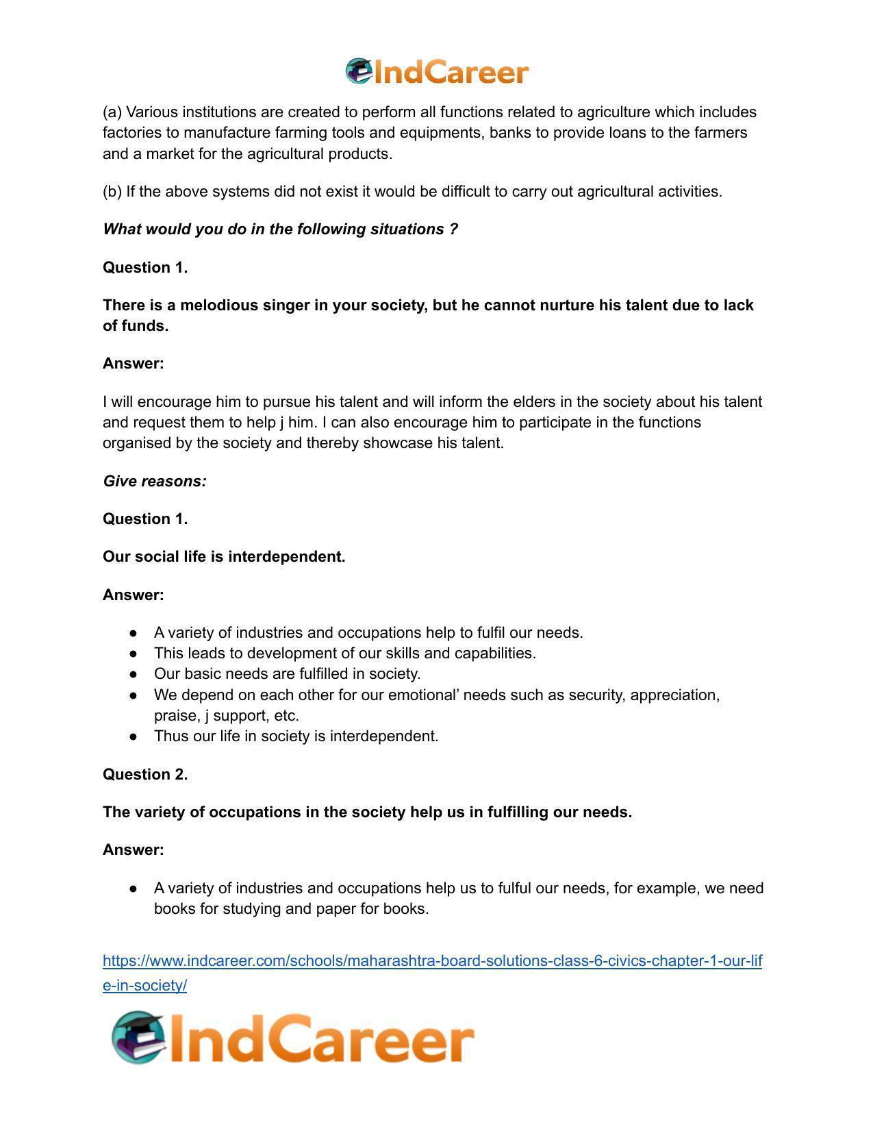 Maharashtra Board Solutions Class 6-Civics: Chapter 1- Our Life in Society - Page 10