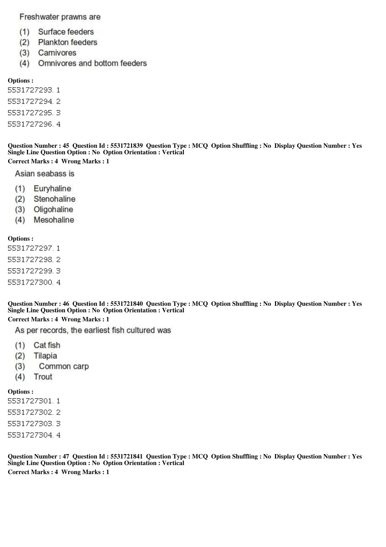 ICAR AIEEA PG 2019 FISHERIES SCIENCES Question Paper - Page 16