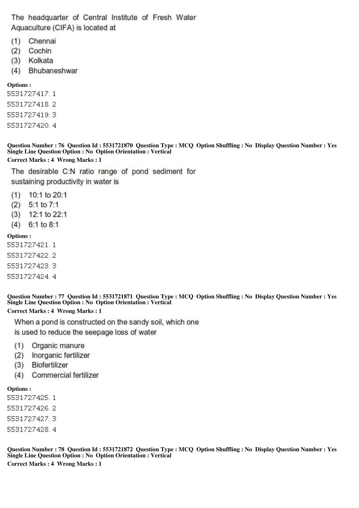 ICAR AIEEA PG 2019 FISHERIES SCIENCES Question Paper - Page 26