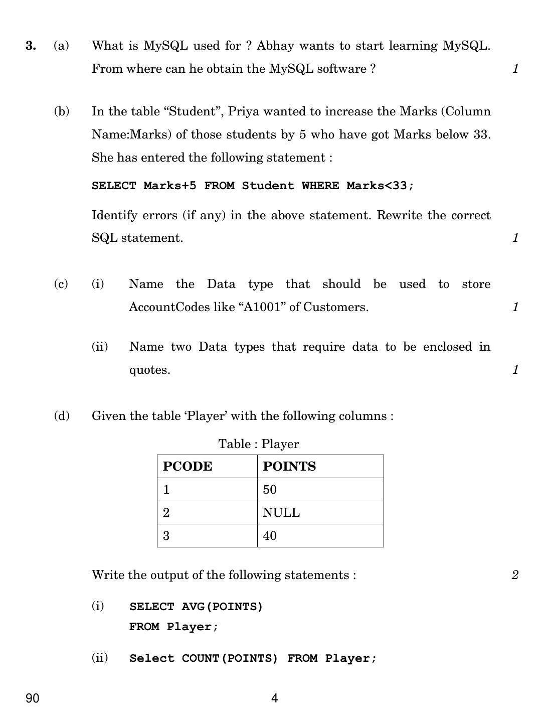 CBSE Class 12 90 INFORMATICS PRACTICES 2018 Question Paper - Page 4