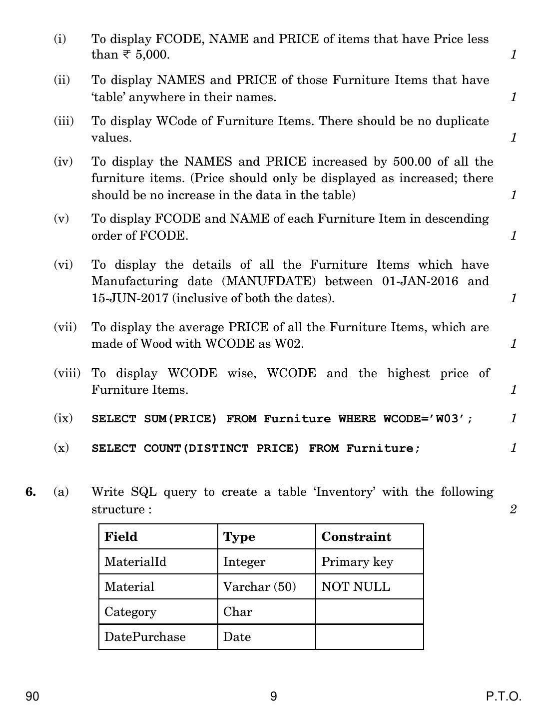 CBSE Class 12 90 INFORMATICS PRACTICES 2018 Question Paper - Page 9