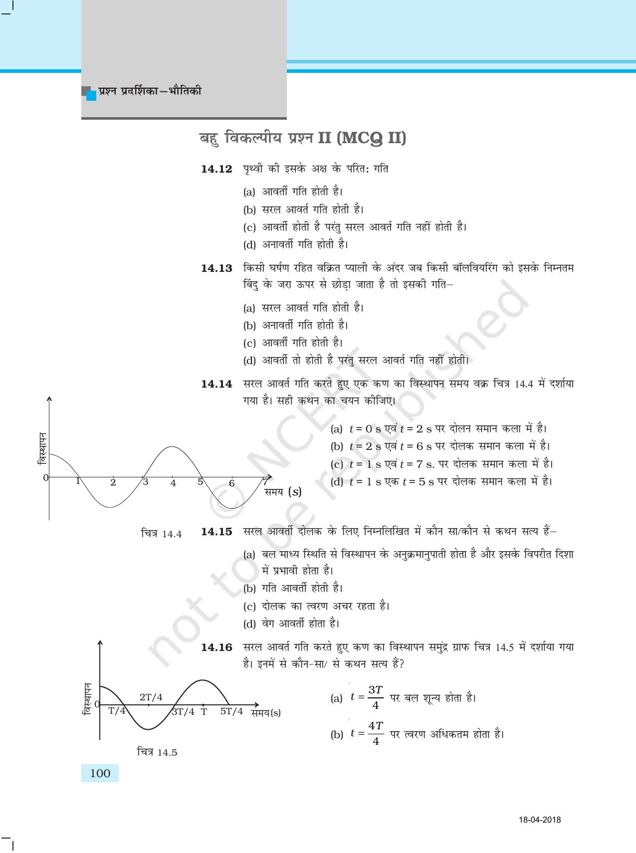 NCERT Exemplar Class 11: भौतिक विज्ञान अध्याय 14 (दोलन) - Page 4